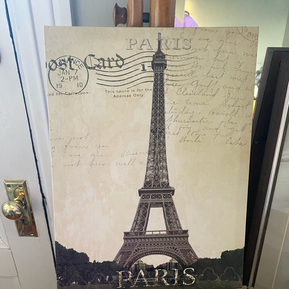 Paris and New York postcard canvas wall art.